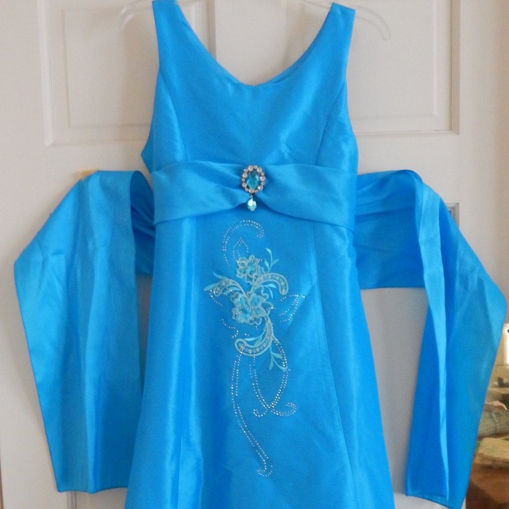 NWOT 👗 Melody Kids Girls Formal Party Dress & Shawl